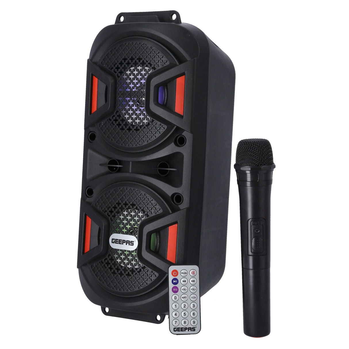 Geepas Rechargeable Portable Speaker GMS11187- Portable Handle with 1500 MAH Huge Battery| TWS Connection & Compatible with BT/ USB/ AUX/ FM/ Micro SD