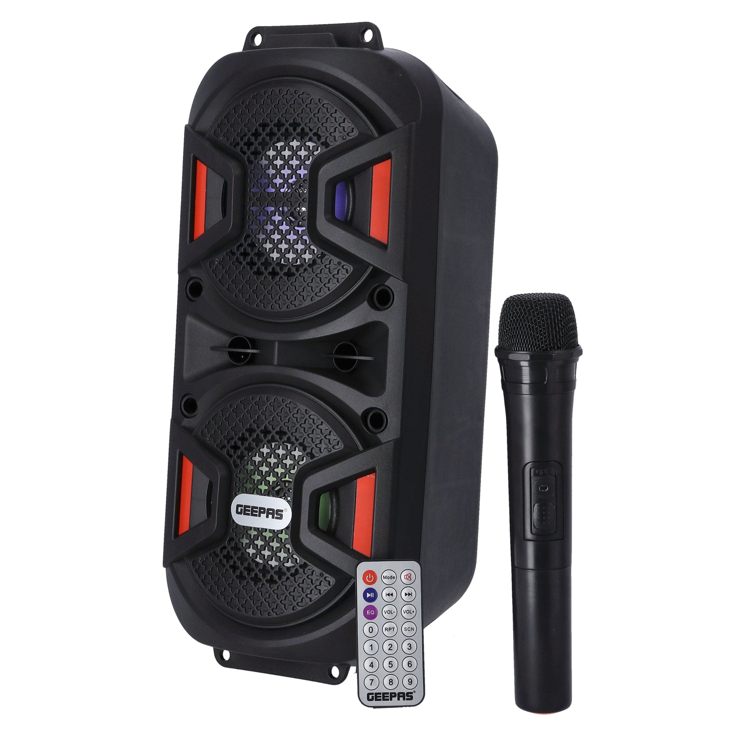 Geepas Rechargeable Portable Speaker GMS11187- Portable Handle with 1500 MAH Huge Battery| TWS Connection & Compatible with BT/ USB/ AUX/ FM/ Micro SD