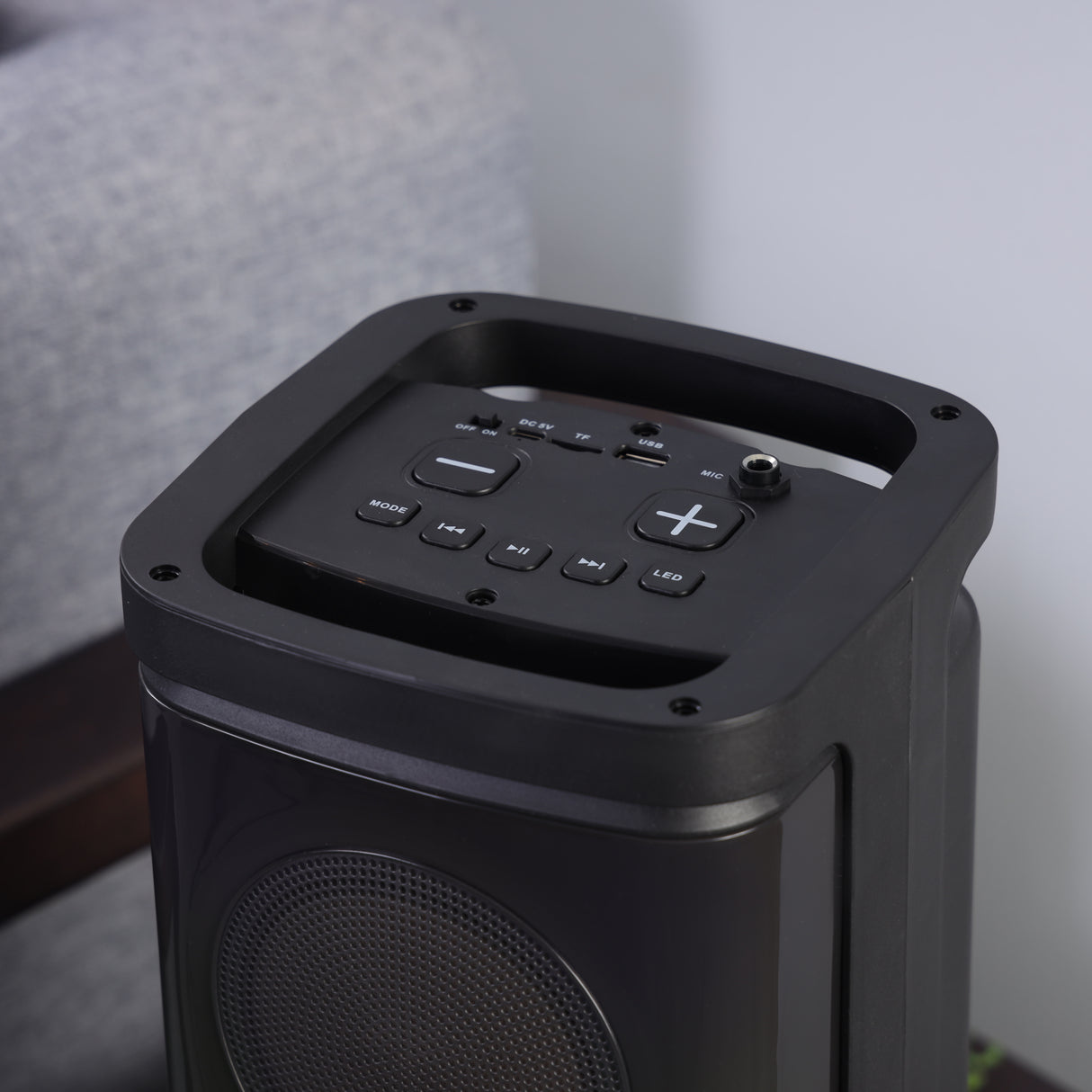 Geepas Rechargeable Portable Speaker GMS11193 | 20000W PMPO, RGB Light, USB, TF, TWS, FM, Bluetooth, VHF Mic | With Remote | For Parties & Home | Black, 2-Year Warranty