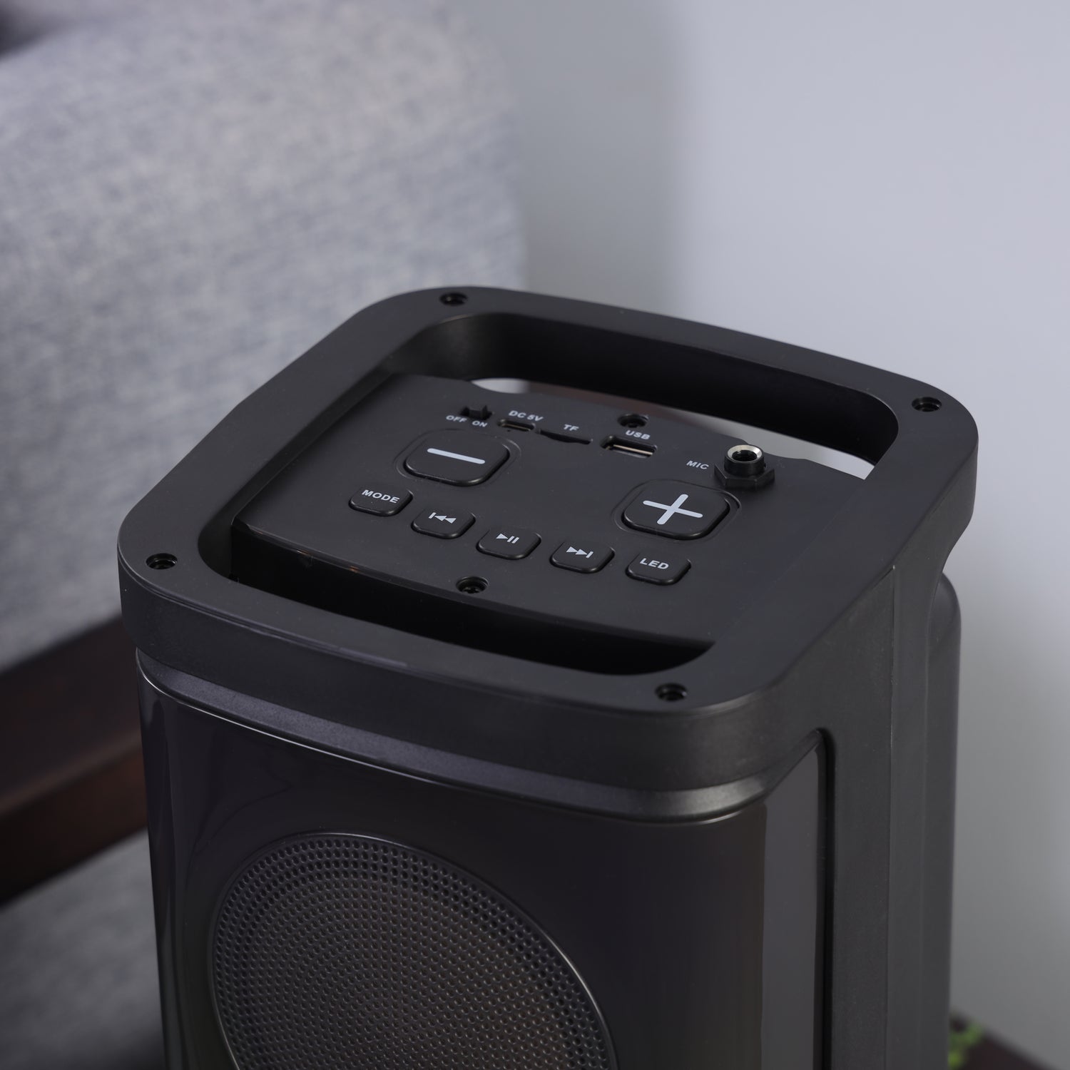 Geepas Rechargeable Portable Speaker GMS11193 | 20000W PMPO, RGB Light, USB, TF, TWS, FM, Bluetooth, VHF Mic | With Remote | For Parties & Home | Black, 2-Year Warranty