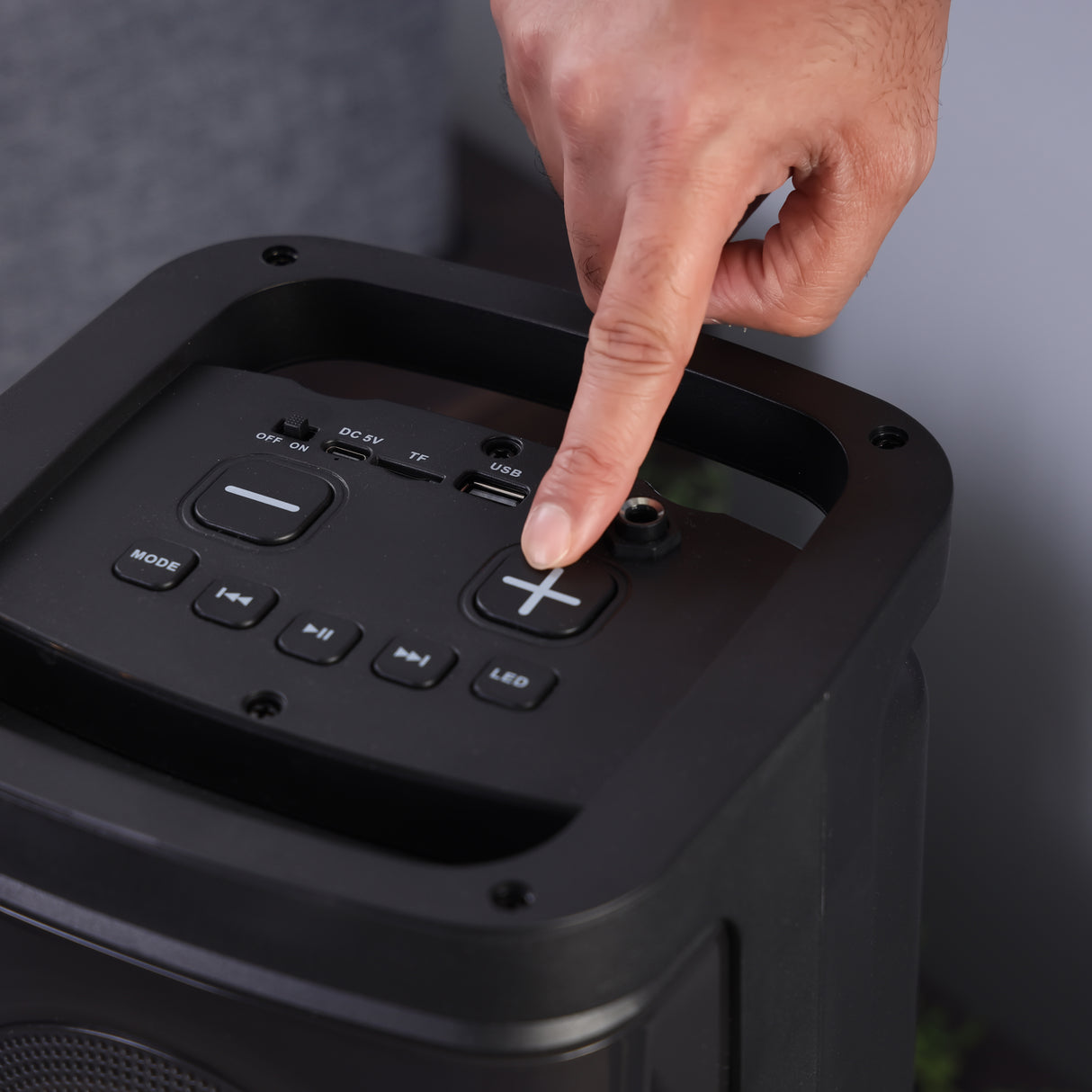 Geepas Rechargeable Portable Speaker GMS11193 | 20000W PMPO, RGB Light, USB, TF, TWS, FM, Bluetooth, VHF Mic | With Remote | For Parties & Home | Black, 2-Year Warranty