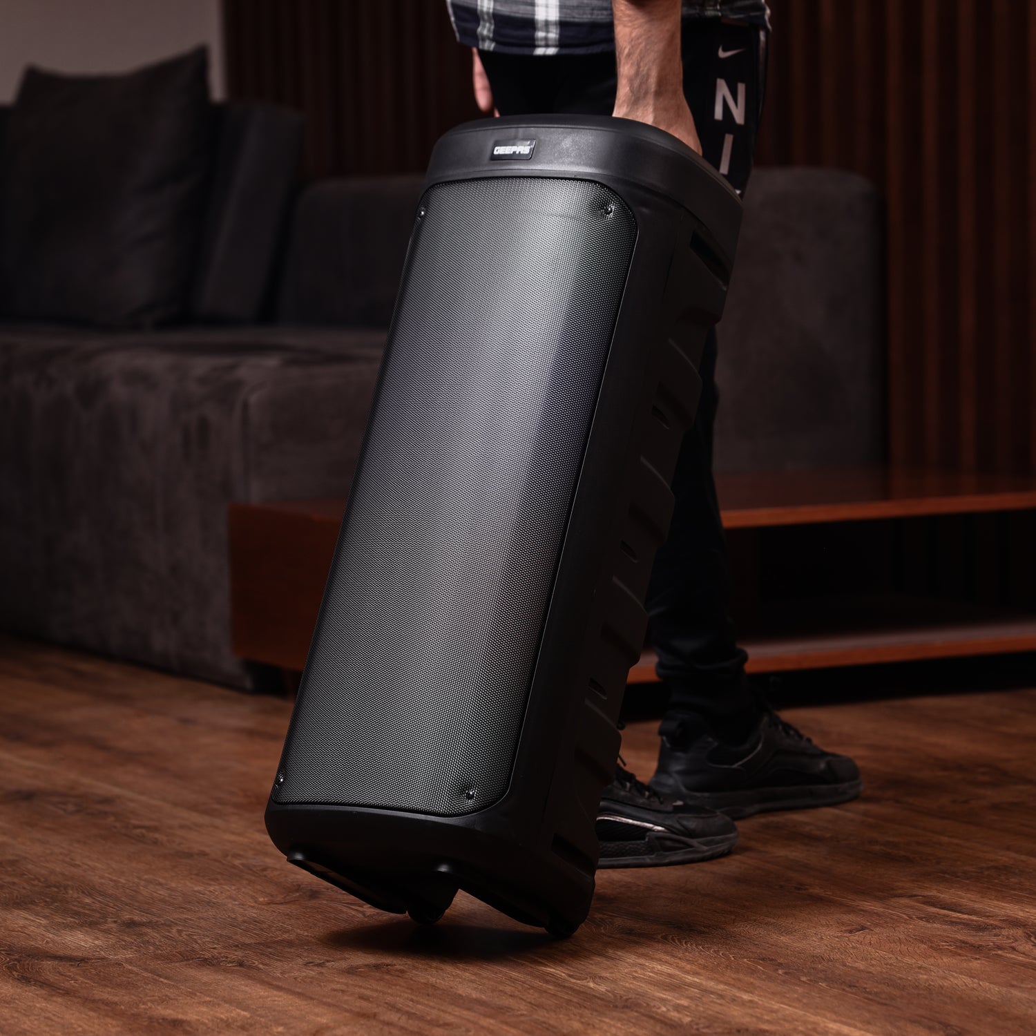 Geepas Rechargeable Portable Speaker- GMS11194/ RGB Light, USB Input, TF, TWS, FM Radio, VHF Microphone, Bluetooth/ 30000W PMPO Speakers Unit, with Remote Control