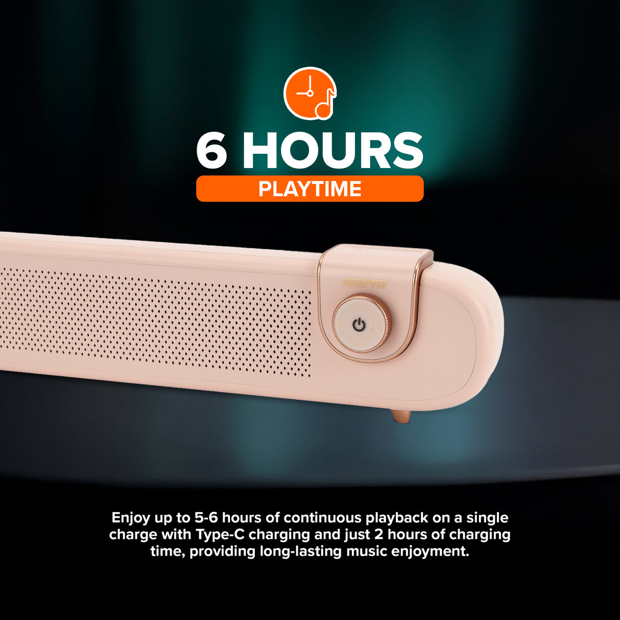 Geepas Bluetooth Speaker- GMS11198/ 6 Hours Playtime, TF, USB, AUX/ Rechargeable Battery, Enhanced Quality, Stereo Surround Sound/ Perfect for Parties/ 2 Years Warranty