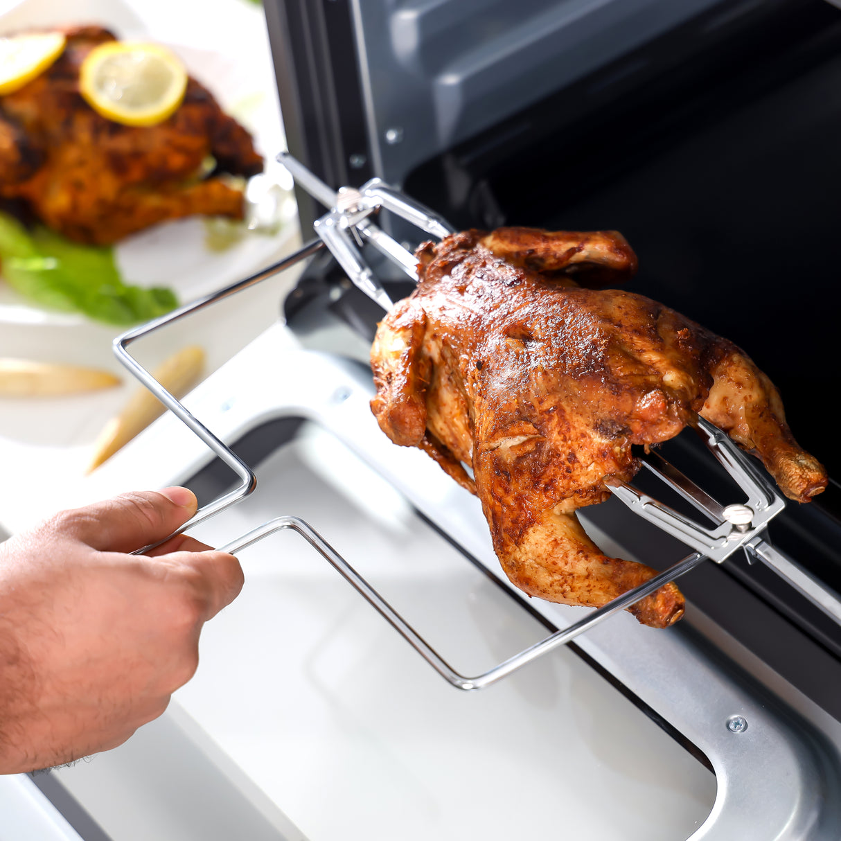 Geepas Electric Oven-GO34060  with Rotisserie & Convection | 58L Capacity|  Double Glass Door|  60-Min Timer|  Adjustable Temperature |  2100W Power |  2-Year Warranty