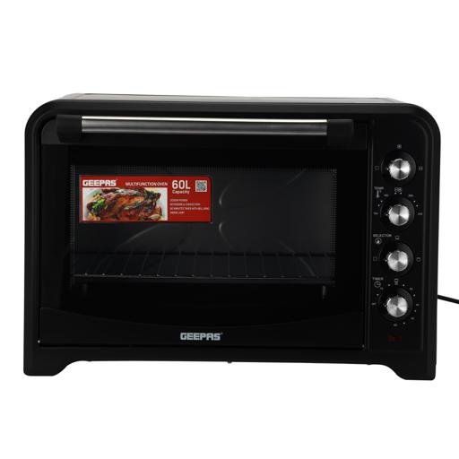 Geepas Electric Oven 60L with Rotisserie & Convection GO4401 | 2200W |60 Minute Timer| Adjustable Temperature | Multi-Cooking Functions| | Durable Body| 2 Years Warranty