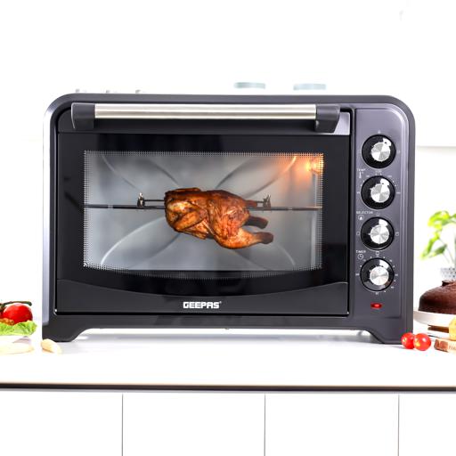 Geepas Electric Oven 60L with Rotisserie & Convection GO4401 | 2200W |60 Minute Timer| Adjustable Temperature | Multi-Cooking Functions| | Durable Body| 2 Years Warranty