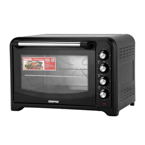 Geepas Electric Oven 60L with Rotisserie & Convection GO4401 | 2200W |60 Minute Timer| Adjustable Temperature | Multi-Cooking Functions| | Durable Body| 2 Years Warranty
