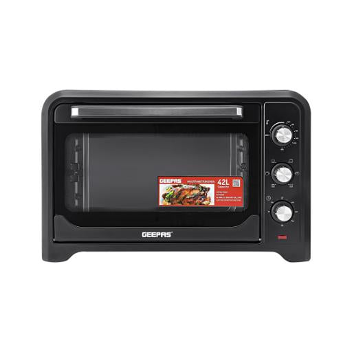 Geepas Electric Oven with Rotisserie GO4450 | 42L Capacity| 2000W Power| 60 Minutes Timer| Adjustable Temperature Control| Multi-Cooking Functions | 2 Years Warranty