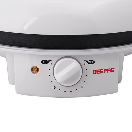 Geepas GPM2035 Pizza Maker | 1800W Electric Pizza Maker with 32CM Non-Stick Baking Plate| Double Heating| Adjustable Temperature| Multifunction Grill | 2 Years Warranty