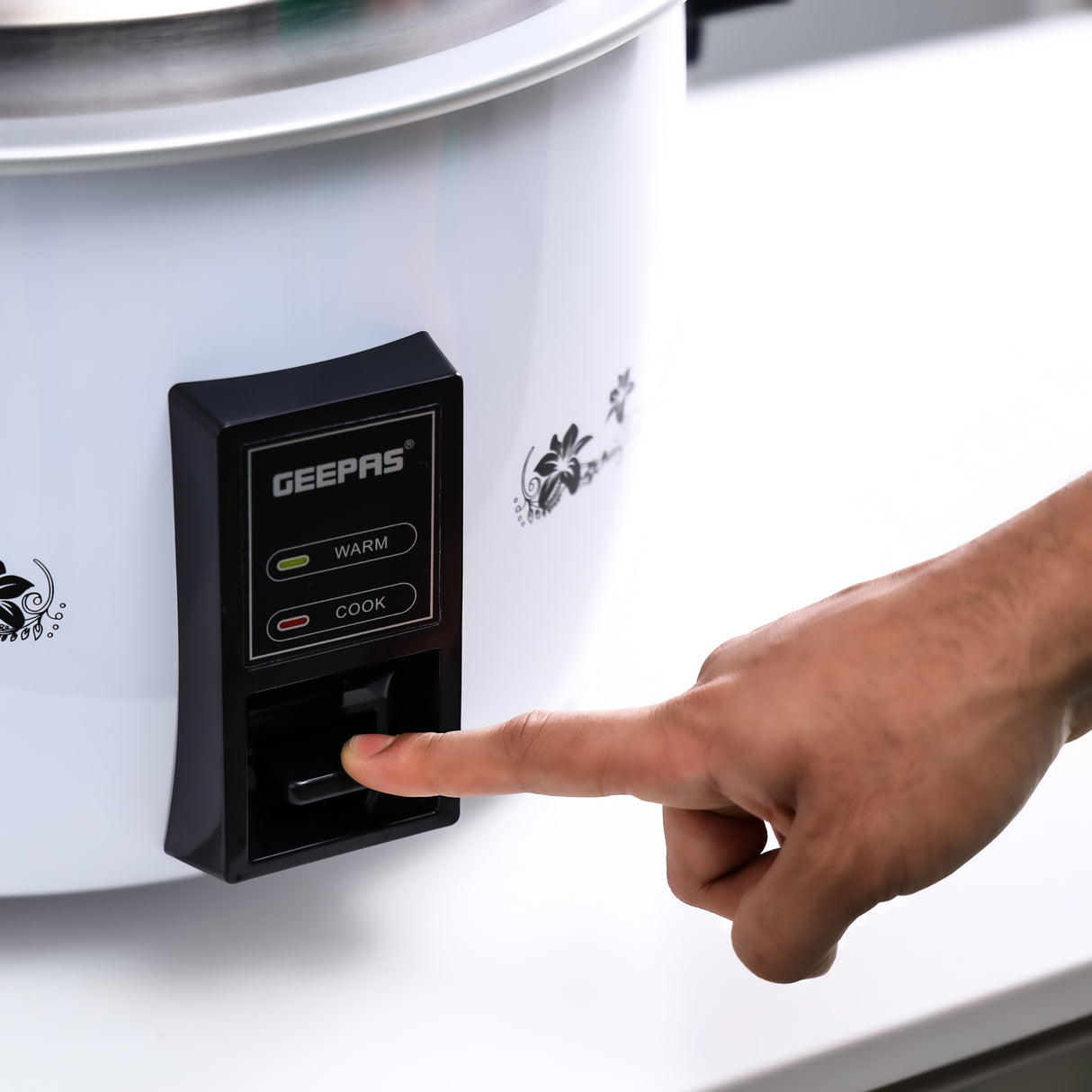 Geepas Commercial Rice Cooker GRC4322 | 8L Large Capacity | 2500W Powerful Heating | Cook & Keep Warm Function | Removable Aluminium Inner Pot| 2 Years Warranty