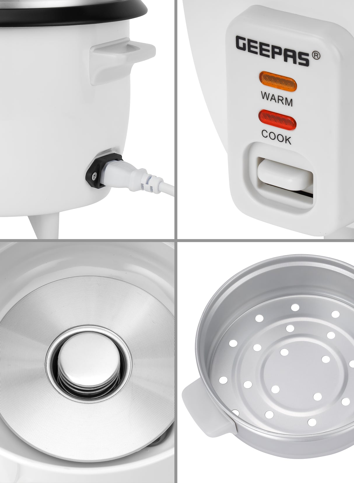 Geepas Multifunction Rice Cooker GRC4324 | 0.6L Compact Capacity | Ideal for Cooking, Steaming & Keeping Food Warm | Efficient, Durable & Easy to Use | 2 Years Warranty