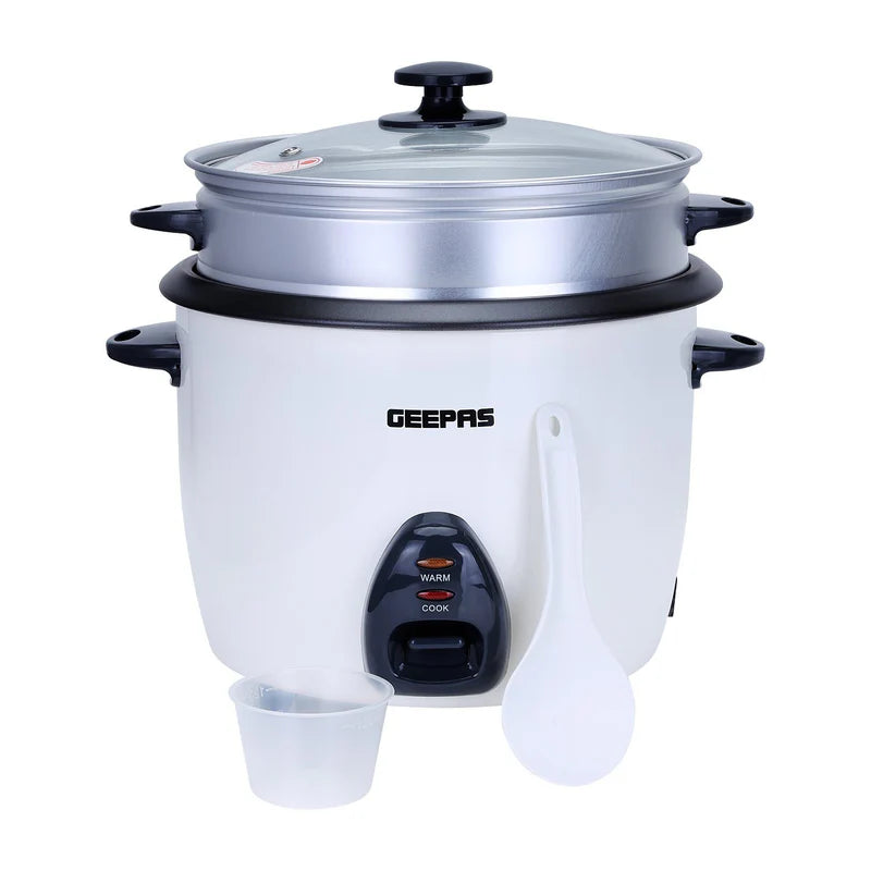 Geepas Automatic Rice Cooker GRC4326 | 2.2L Capacity | 3-in-1 Function – Cook, Steam & Keep Warm | Non-Stick Inner Pot, Easy to Clean & Durable Design | 2 Years Warranty