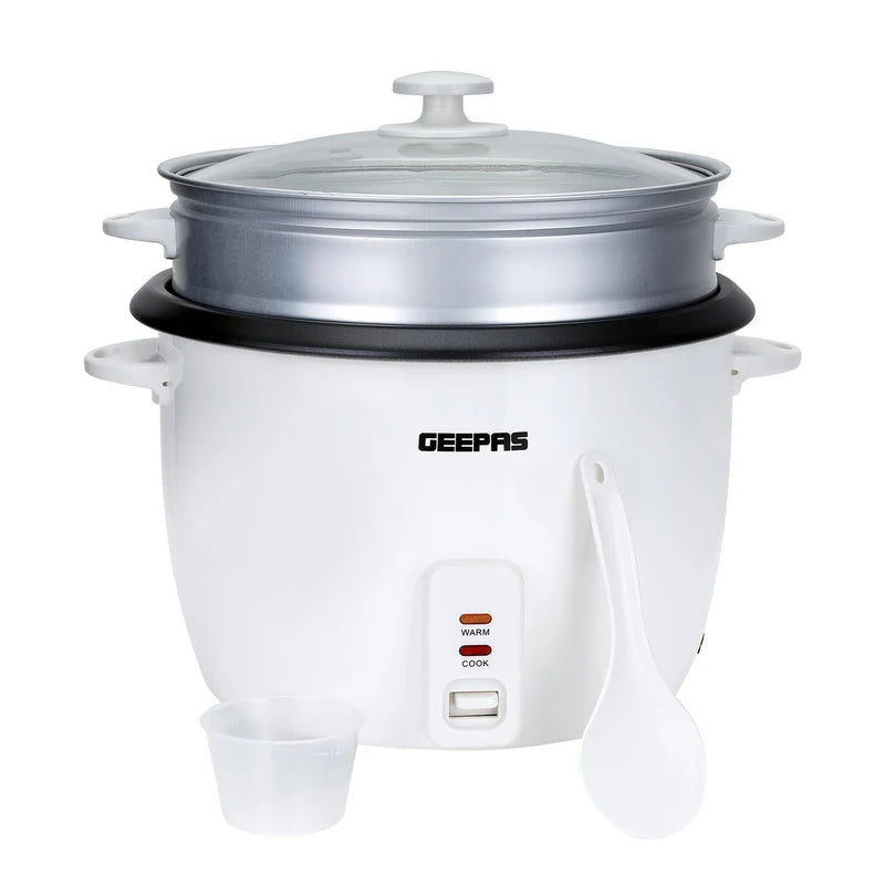 Geepas  Automatic Rice Cooker GRC4327 | 2.8L Large Capacity | 900W Power | Cook, Steam & Keep Warm Function | Non-Stick Inner Pot |  Energy Efficient | 2 Years Warranty