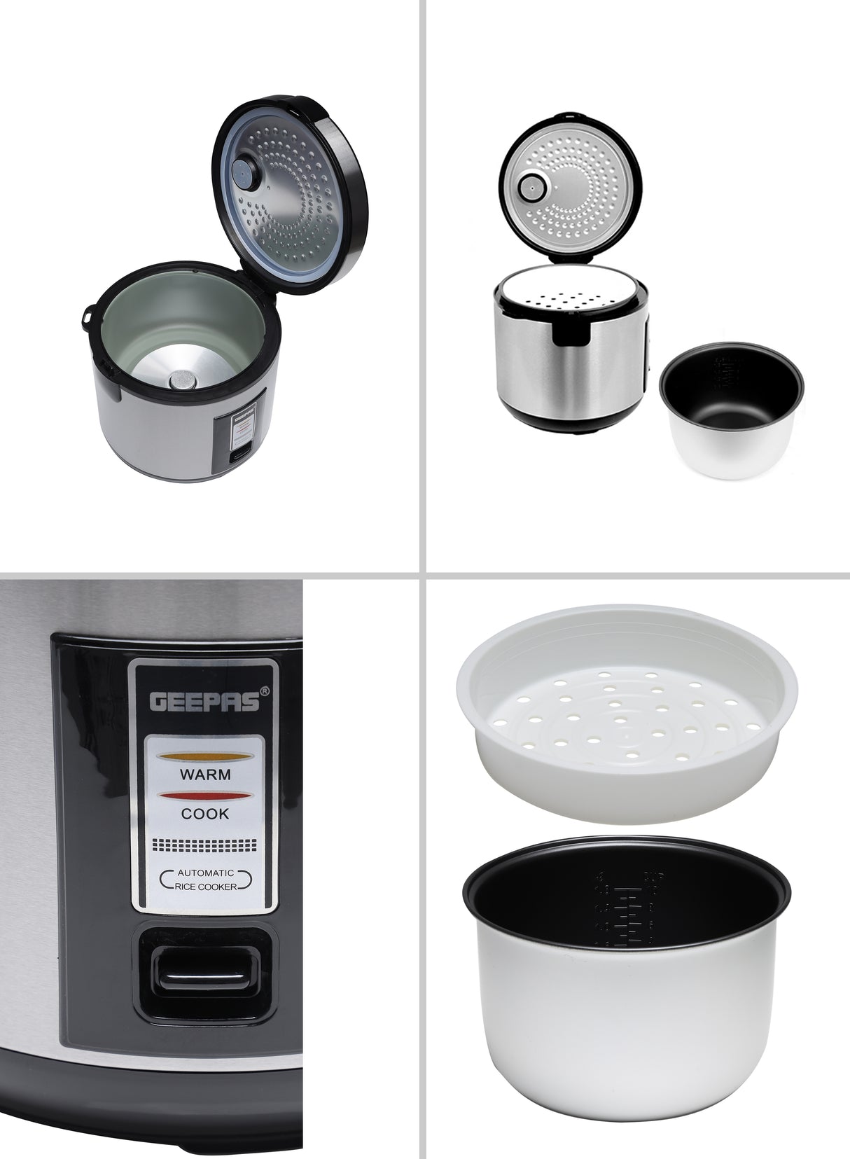 Geepas Automatic Rice Cooker GRC4330 | 1.8L Large Capacity | Ideal for Cooking, Steaming & Keeping Food Warm | Energy Efficient & Easy to Clean Design | 2 Years Warranty