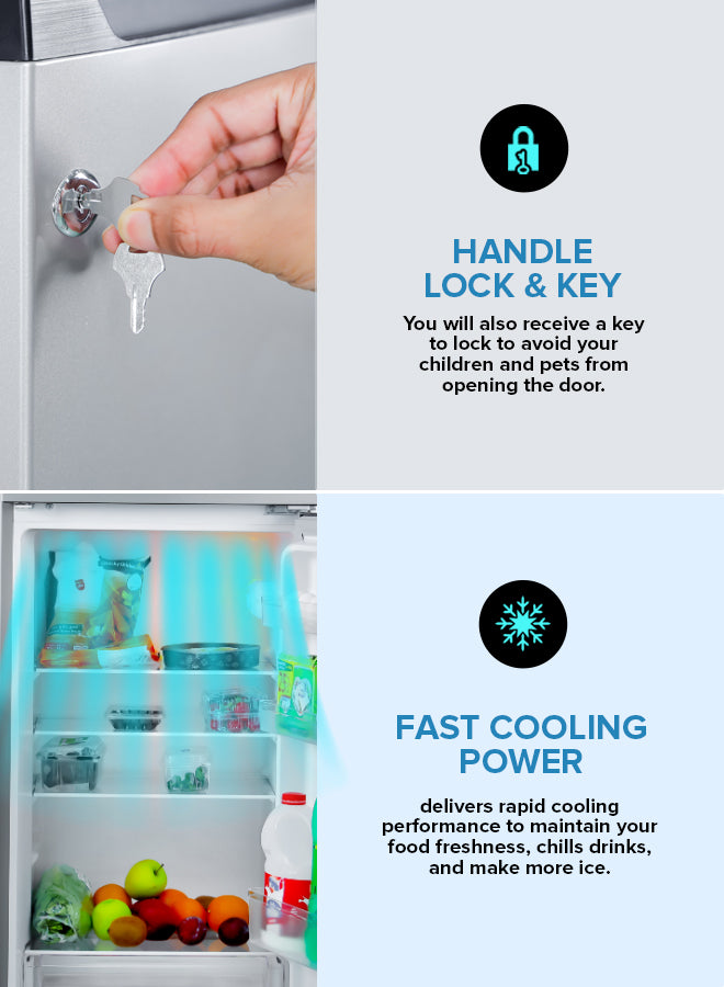 Geepas 240LTR* Double Door Refrigerator - Free Standing Durable Double Door Refrigerator, Fast Cooling & Long-lasting Freshness, Low Noise, Low Energy Consumption, Defrost Refrigerator