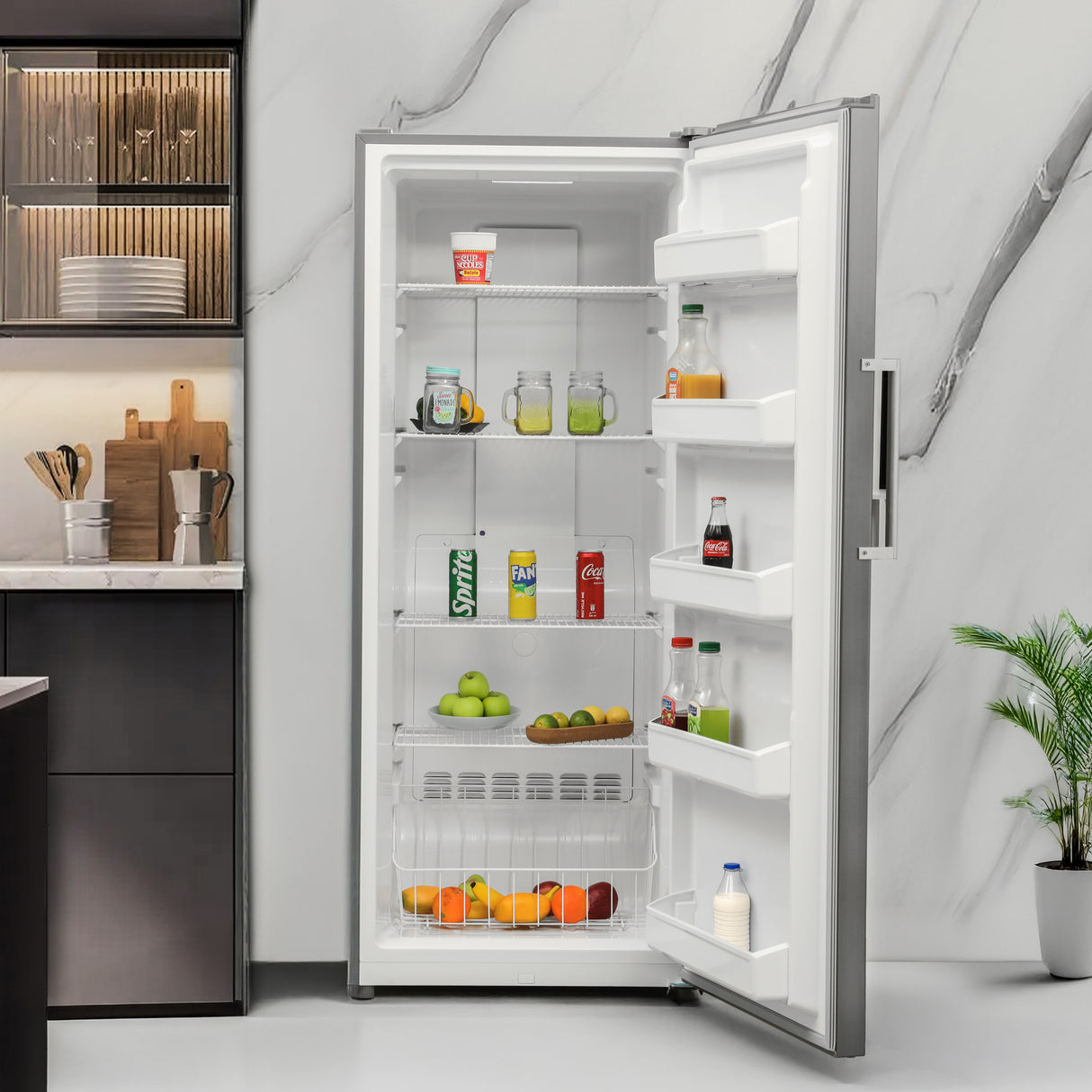 Geepas GRFU5125XHN 500L No Frost Convertible Upright Freezer with inverter compressor, LED display. Perfect for large storage needs with energy-efficient performance