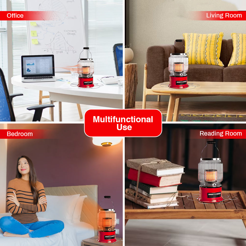 Geepas Ceramic Heater- GRH28506/ High Performance with 2000 W Power/ Safety Tip-Over Switch and Two-Levels of Heating/ Portable with a Carry Handle/ Red, 2 Years Warranty