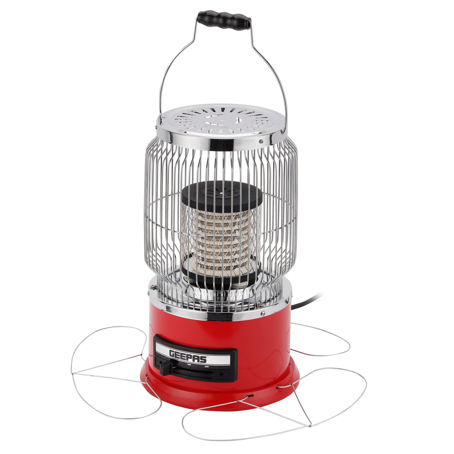 Geepas Ceramic Heater- GRH28506/ High Performance with 2000 W Power/ Safety Tip-Over Switch and Two-Levels of Heating/ Portable with a Carry Handle/ Red, 2 Years Warranty