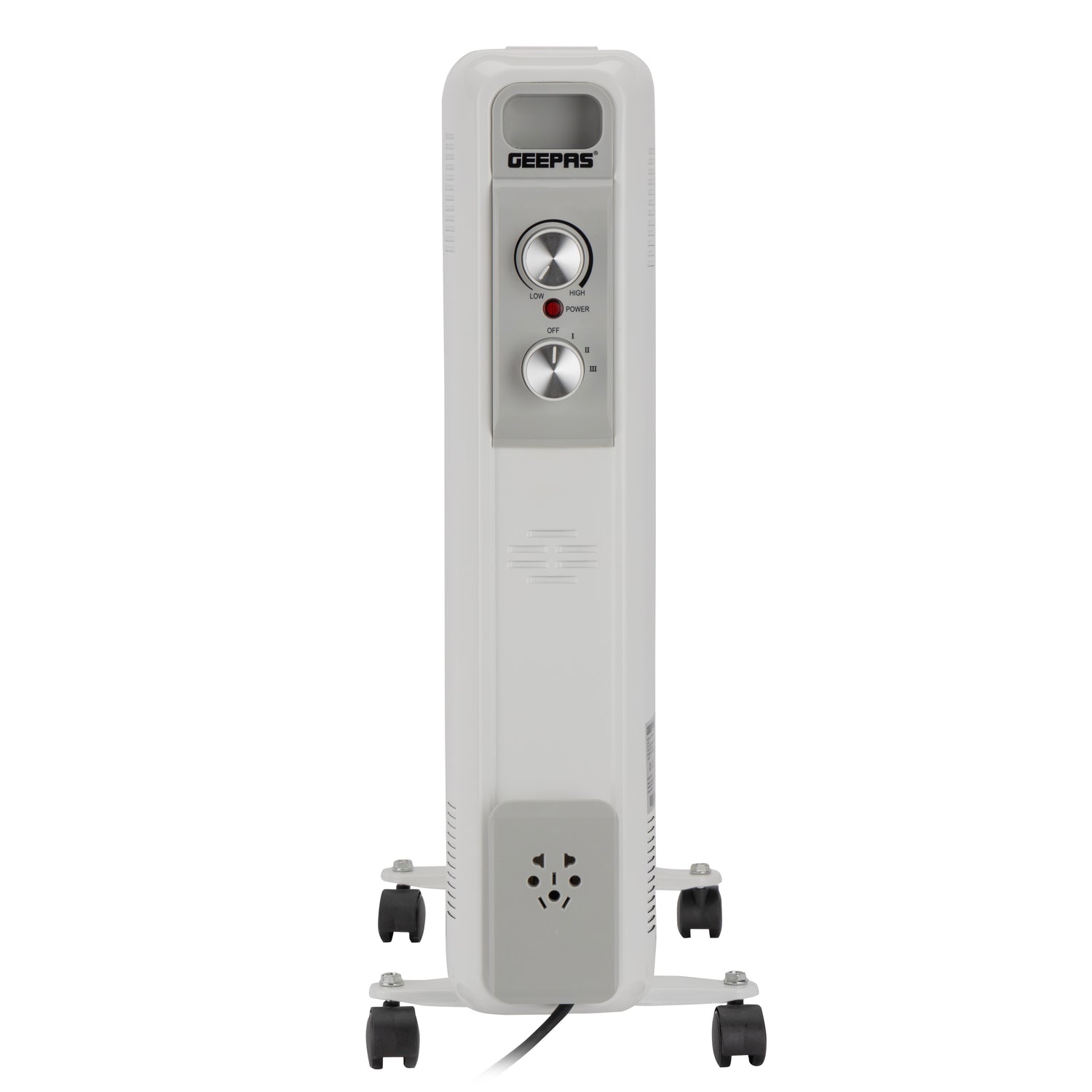 Geepas 13 Fins Oil Filled Radiator Heater- GRH28562/ 1100W, 1500W, 2600W, High Performance with 3 Heating Settings, Adjustable Thermostat/ Overheat Protection