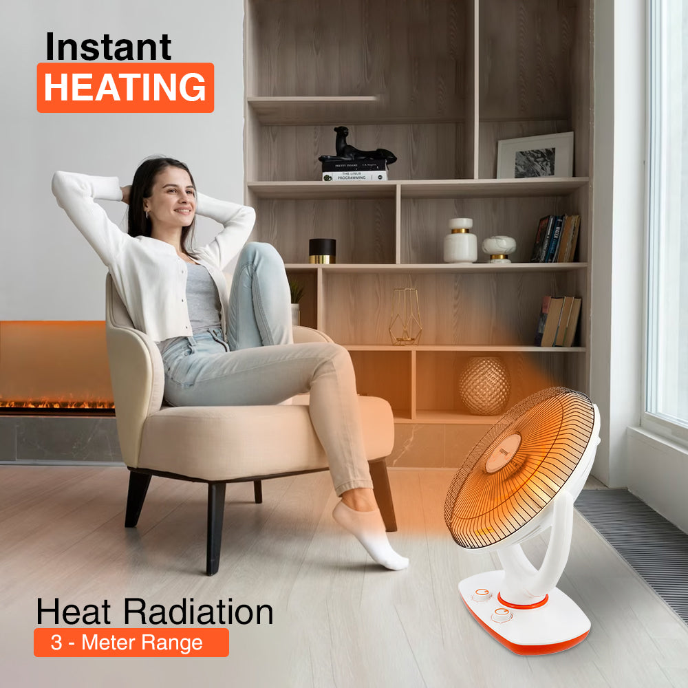 Geepas GRH9548 Halogen Stand Heater | 2 Heat Settings 475W/950W | 1-Hour Timer | Adjustable Head | Safety Tip-Over Switch | Portable & Lightweight | 2 Years Warranty