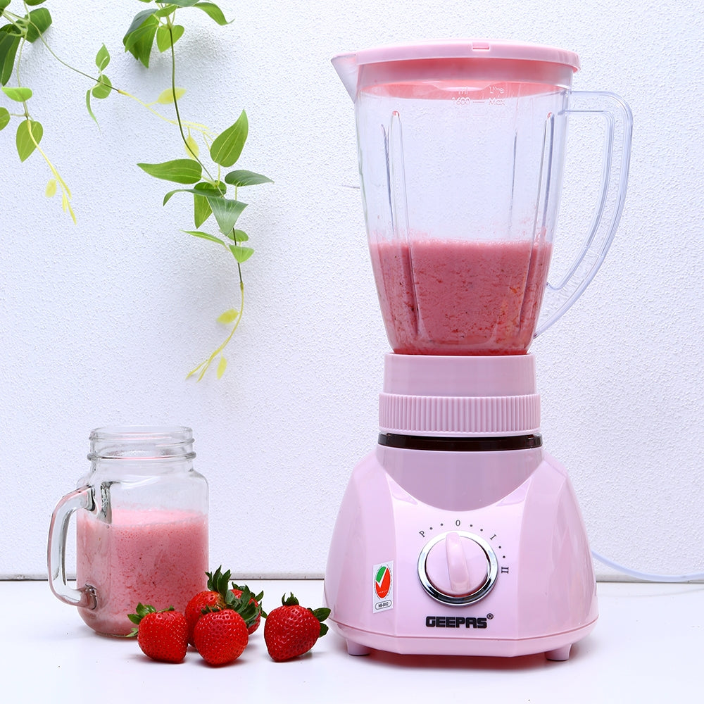 Geepas 3-in-1 Blender, 1.6L Blender Jar Mixer Grinder, GSB1514 | 400W Grinder with Dry Mill & Mincer Attachments | 2 Speed with Pulse Function | Wet Jar, Dry Jar and Chutney Jar