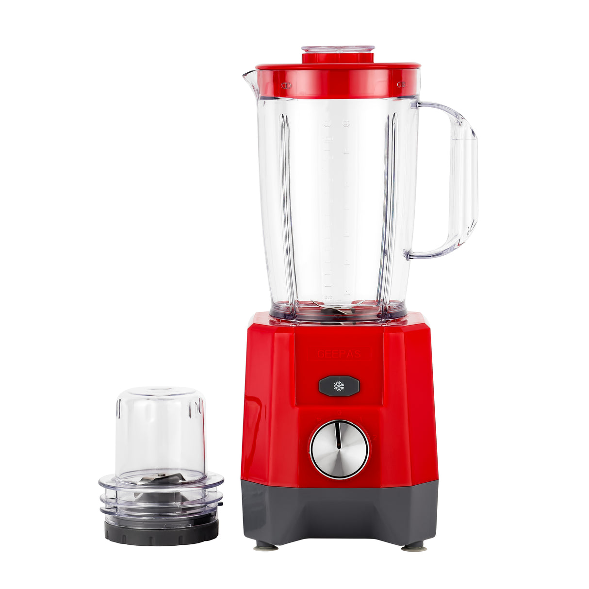 Geepas 2-in-1 Blender- GSB44107/ 650 W, 2 Speed Setting & Pulse/ Transparent and Unbreakable Jars with Stainless Steel Blade, Grinder Attachment/ 2 Years Warranty