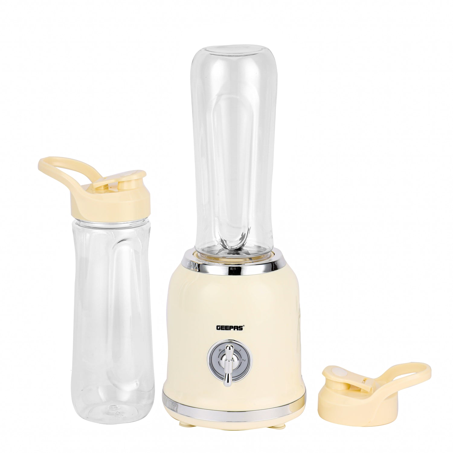 Geepas Personal Blender- GSB44113/ 300W/ 2 BPA-Free Tritan Bottles/ 600 ML/ Transparent & Unbreakable Bottles with Stainless Steel Blade/  2 Years Warranty, White