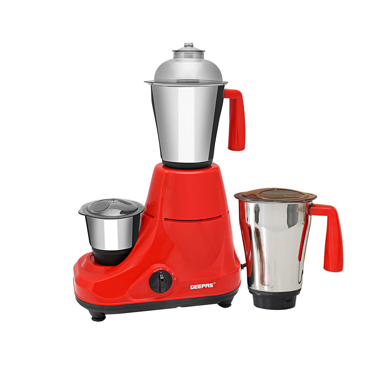 Geepas 3-in-1 Mixer Grinder | Powerful Motor with Stainless Steel Jars | Multi-Purpose Appliance for Grinding, Mixing & Blending | Sharp Blades |  2-Year Warranty
