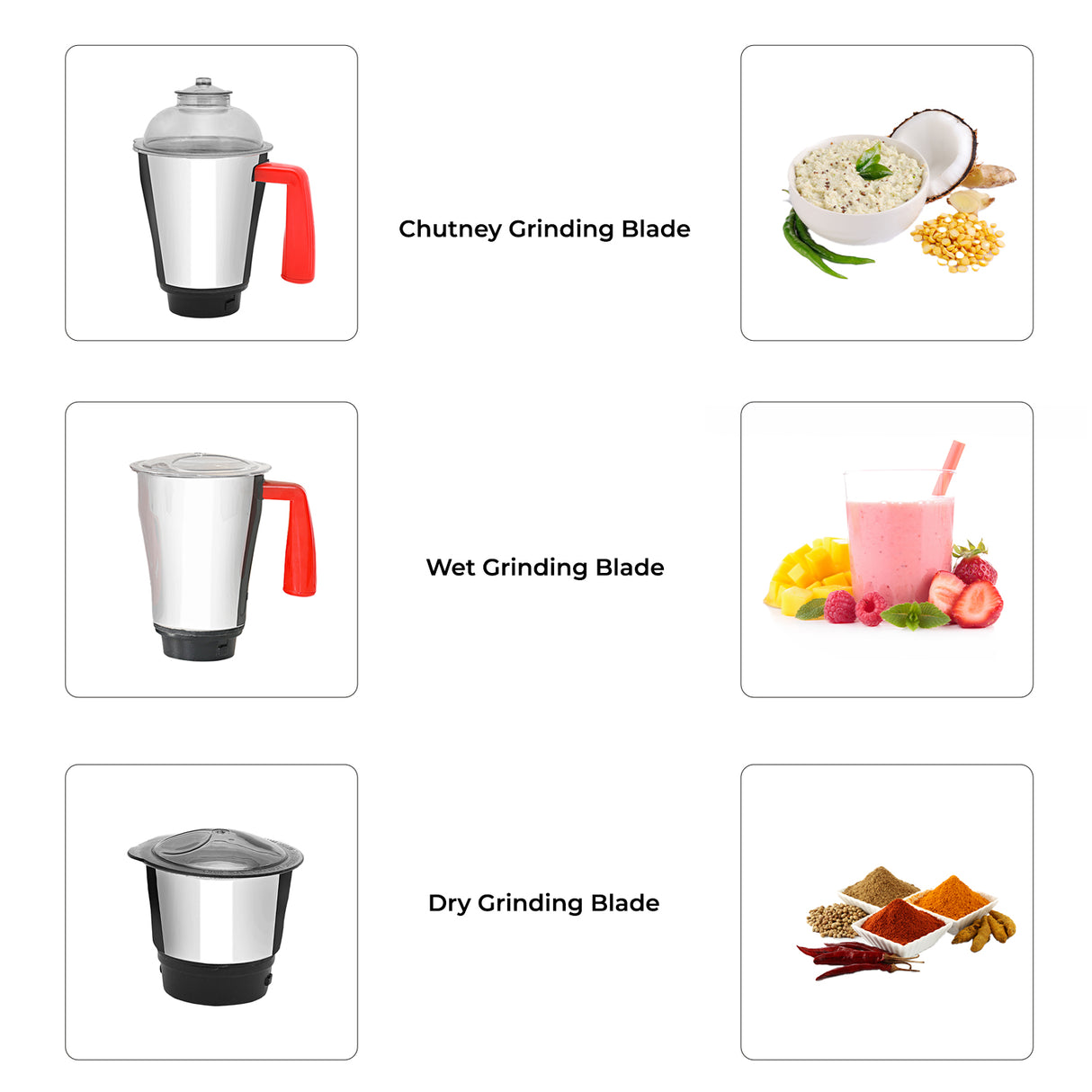 Geepas 3-in-1 Mixer Grinder | Powerful Motor with Stainless Steel Jars | Multi-Purpose Appliance for Grinding, Mixing & Blending | Sharp Blades |  2-Year Warranty