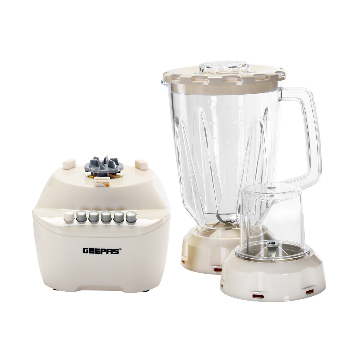 Geepas 2-in-1 Blender, 1.5L Plastic Jar, GSB5362 | 4 Speed Control with Pulse | Over Heat Protection | 400W Powerful Motor | Chopper, Coffee Grinder & Smoothie Maker