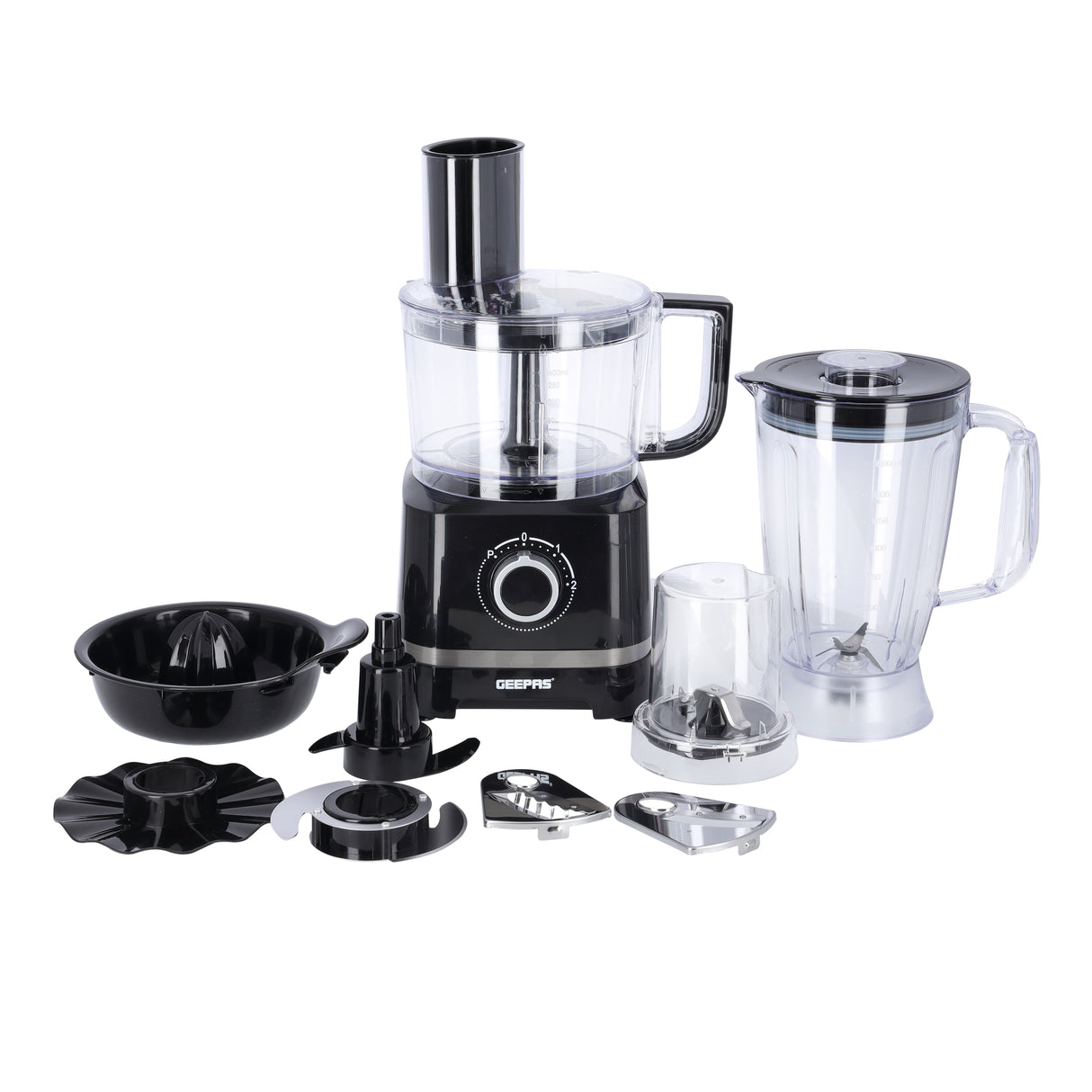 Geepas GSB5487 10-in-1 Food Processor | 800W | Transparent Jars & Stainless Steel Blades for Blending, Chopping & More | 2 Speed with Pulse | Detachable Attachments