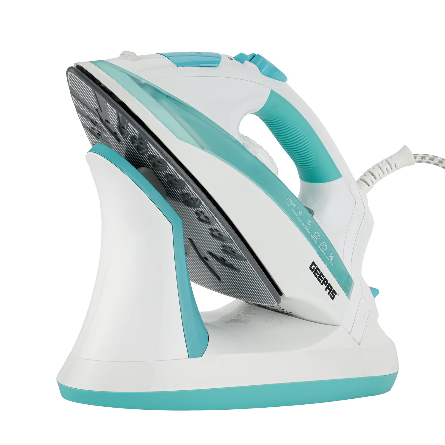 Geepas GSI24015 Cordless/Corded Steam Iron | 2400W Powerful Continuous Steam | Ceramic Soleplate | Self-Cleaning Function | Anti-Drip Protection  | 2 Years Warranty