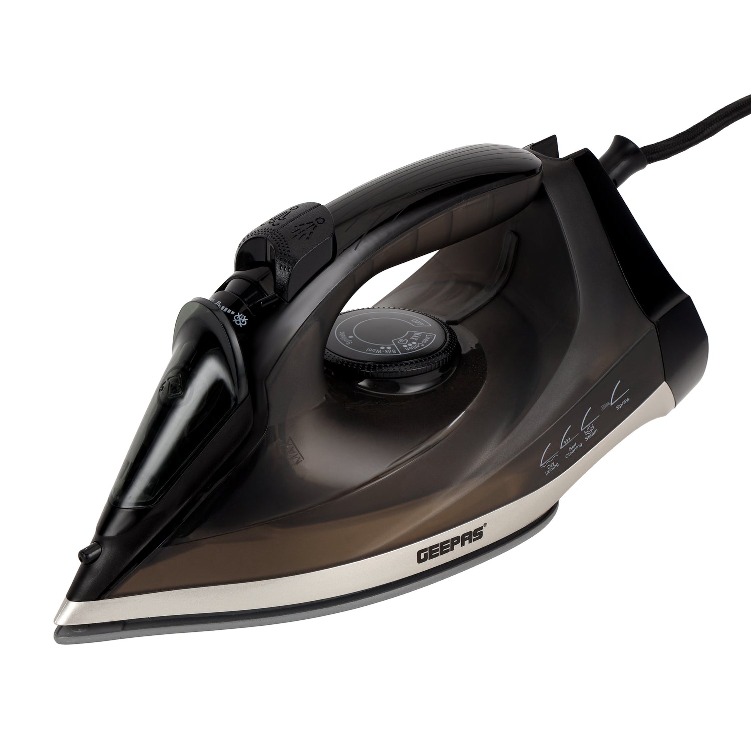 Geepas Ceramic Steam Iron GSI24016|2200W, Dry, Spray & Steam Functions, 200ml Tank, Self-Cleaning, Powerful Shots, Compact Handy Design, Ceramic Soleplate, 2Year Warranty