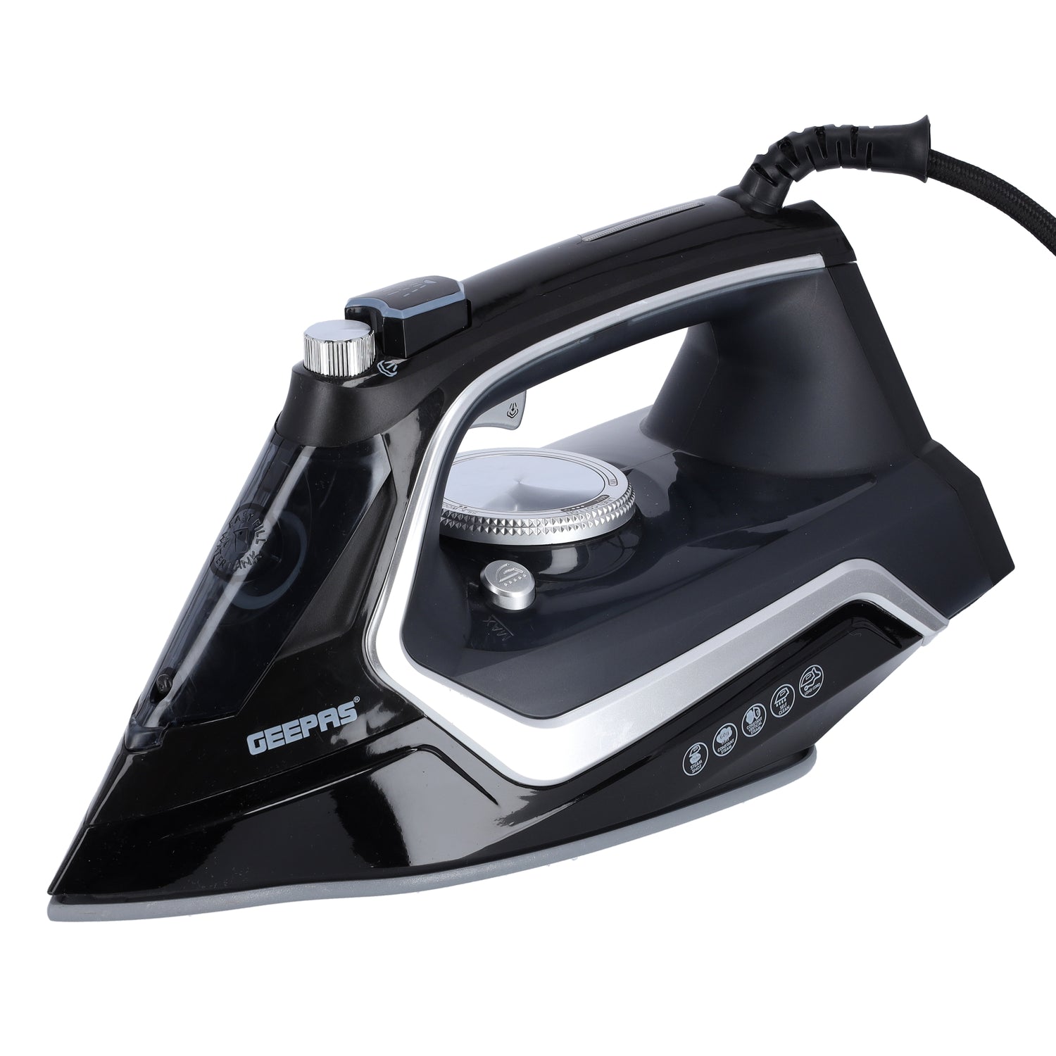 Geepas GSI24024 Ceramic Steam Iron | 2200W Powerful Performance | 260ml Tank | 360° Swivel Cord | 20g/min Steam Output | Self-Cleaning & Temperature Control Iron