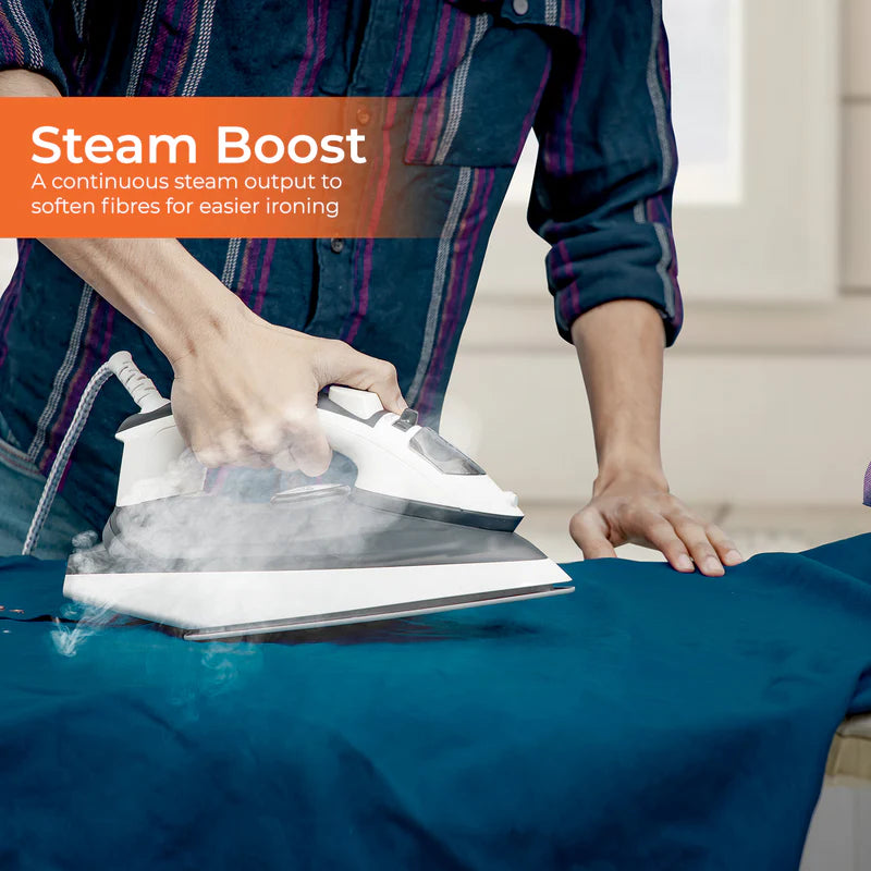 Geepas GSI7788 Ceramic Steam Iron 2000W- Temperature Control for Wet/Dry Crease Free Ironing | Steam Function & Self Cleaning Function | 2 Years Warranty