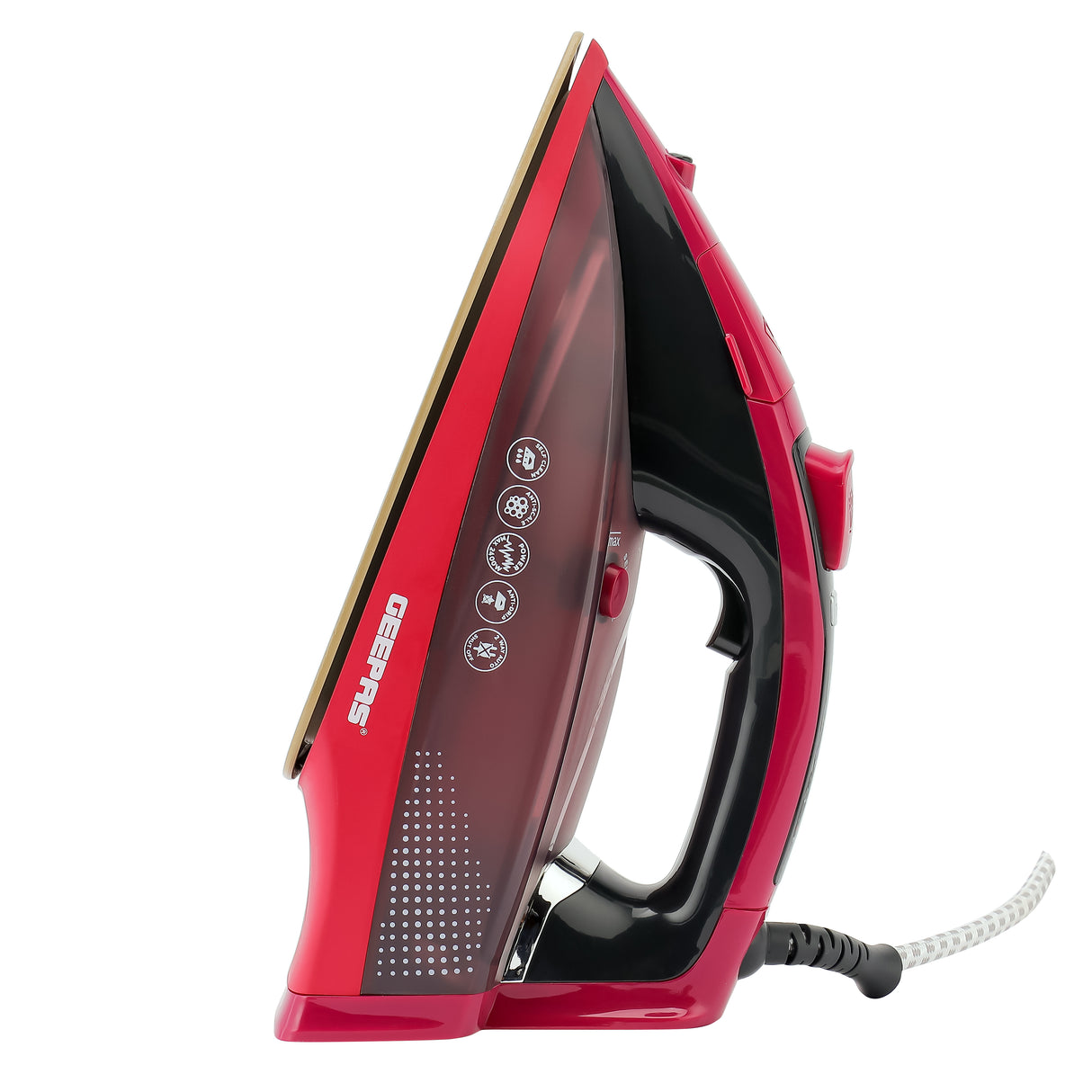 Geepas GSI7813 Digital Steam Iron | 2400W Ceramic Soleplate Iron with Auto Shut Off| Spray| Burst & Steam Function| Anti-Drip| Anti-Calc| 350ml Tank| 2 Years Warranty