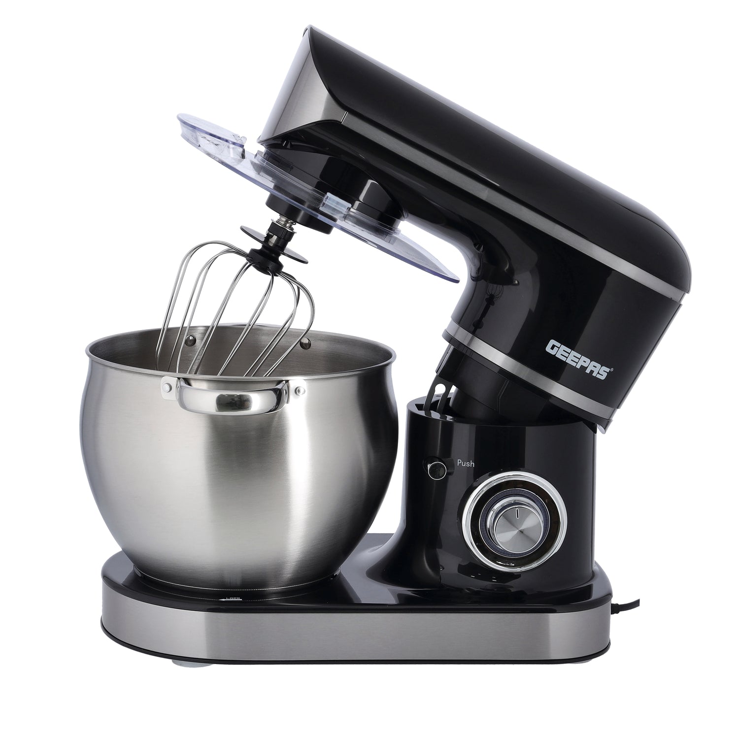 Geepas Kitchen Machine GSM43040 | 8.5L Stainless Steel Bowl Stand Mixer| 1500W Powerful Motor| 6 Speed Control | Durable ABS Body| 3 Mixing Attachments| 2 Years Warranty