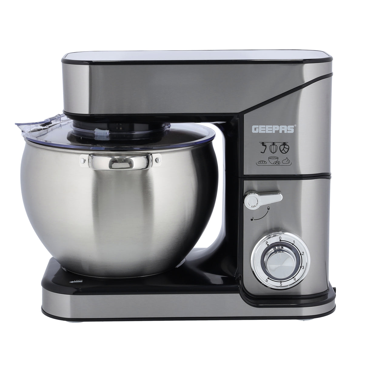 Geepas GSM43041 Kitchen Machine | 10L Capacity Stainless Steel Bowl Stand Mixer| 2000W  6 Speed Control | 3 Mixing Tools  Whisk, Beater & Dough Hook| 2 Years Warranty
