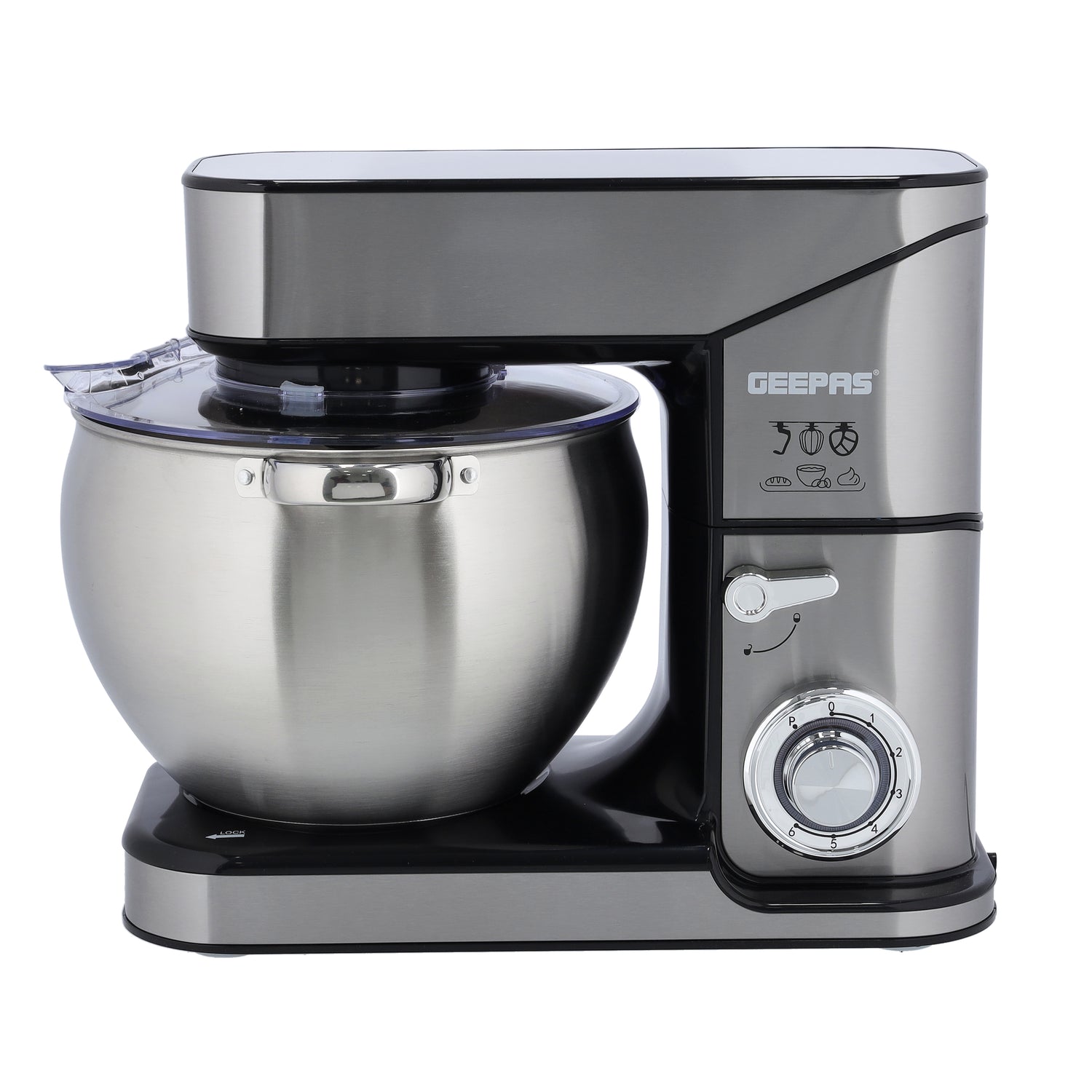 Geepas GSM43041 Kitchen Machine | 10L Capacity Stainless Steel Bowl Stand Mixer| 2000W  6 Speed Control | 3 Mixing Tools  Whisk, Beater & Dough Hook| 2 Years Warranty