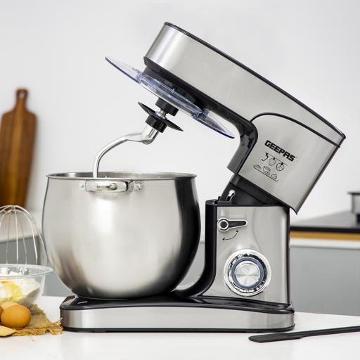 Geepas Kitchen Machine GSM43042 | 2000W Powerful Stand Mixer| 12L Stainless Steel Bowl| 6 Speed Control with Pulse| Safety Lock| LED Indicator| 2 Years Warranty