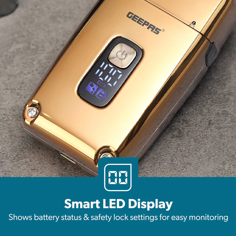 Geepas Digital Waterproof Shaver- GSR57520UK/ for Men, IPX6 Rating, 3 Blades/ Cord and Cordless Operation, with Travel Safety Lock/ Perfect for In-House Styling