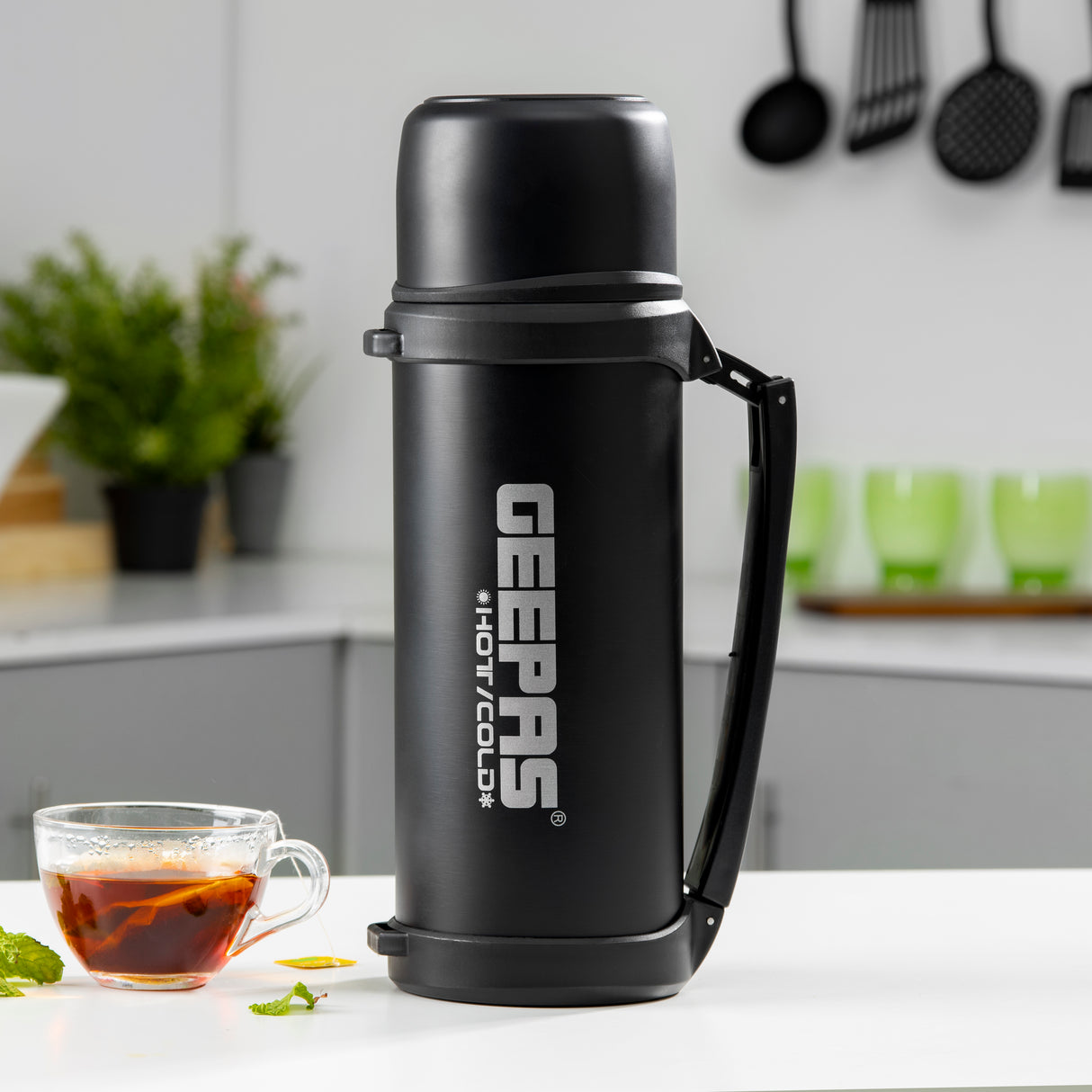 Geepas GSVB4113  Stainless Steel Vacuum Flask | 2.2 L| Double Wall Insulated Hot & Cold Thermal Bottle| Leak-Proof|  Ideal for Home, Office & Travel| 2 Years Warranty