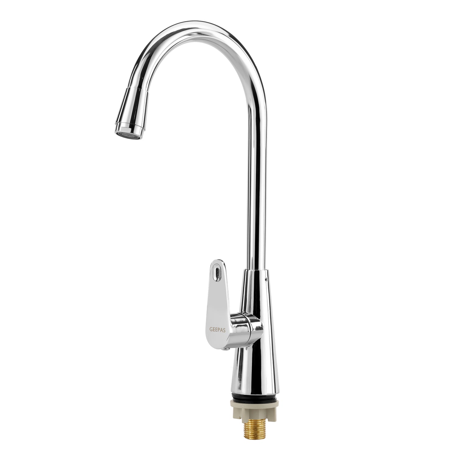 Geepas Deck Mounted Sink Tap GSW61136 | Single Hole Mounted Tap for Kitchen & Bathroom, Chrome Finish, Durable Quarter Turn Cartridge, Leak-Proof, 360° Swivel Spout
