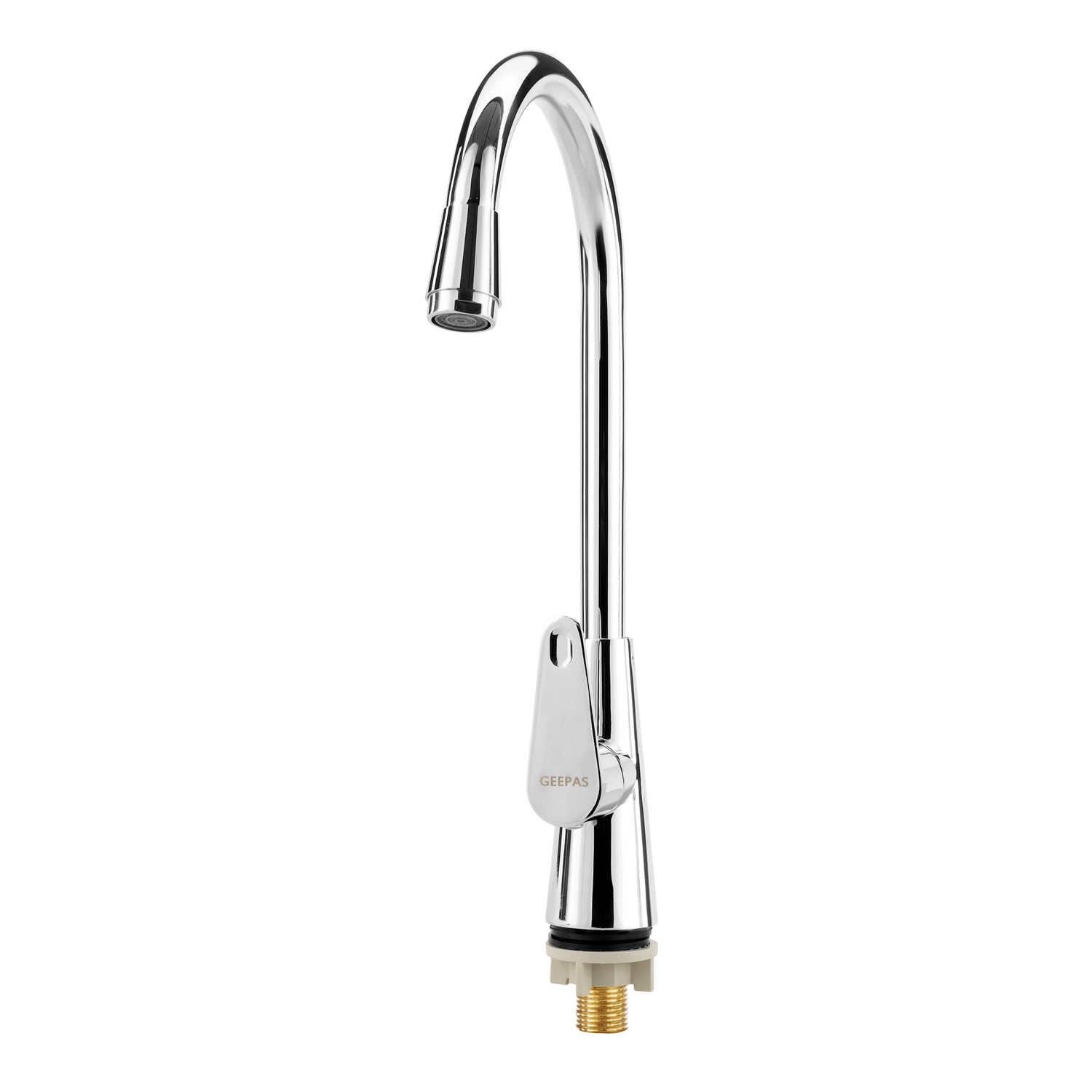 Geepas Deck Mounted Sink Tap GSW61136 | Single Hole Mounted Tap for Kitchen & Bathroom, Chrome Finish, Durable Quarter Turn Cartridge, Leak-Proof, 360° Swivel Spout