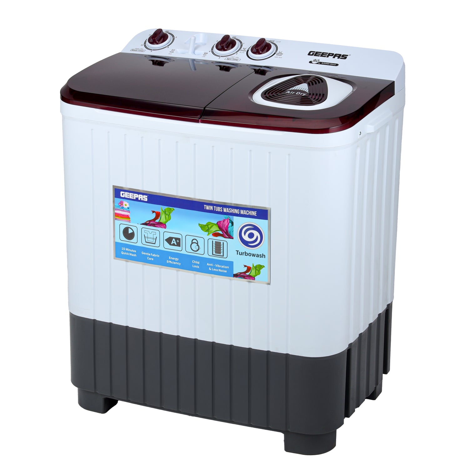 Geepas 9kg Twin Tub Washing Machine – GSWM18042