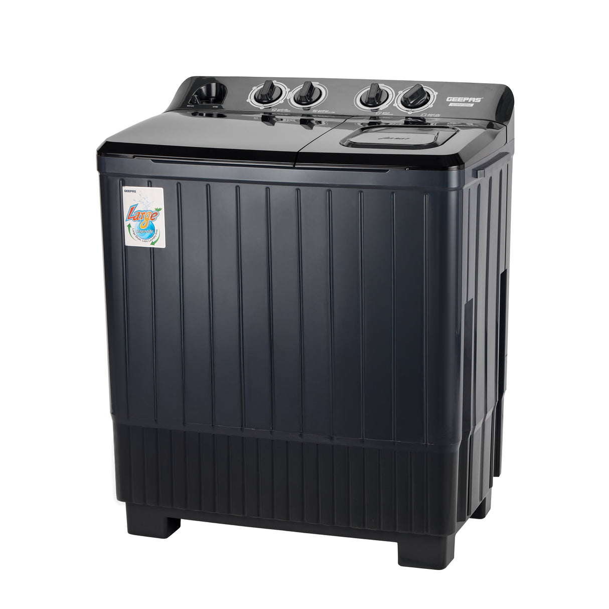 Geepas Twin Tub Washing Machine- GSWM18054/ Semi-Automatic, Equipped with Big Pulsator and Spin Dry/ Efficient Performance and Classic Design/ Perfect for Home, Apartments