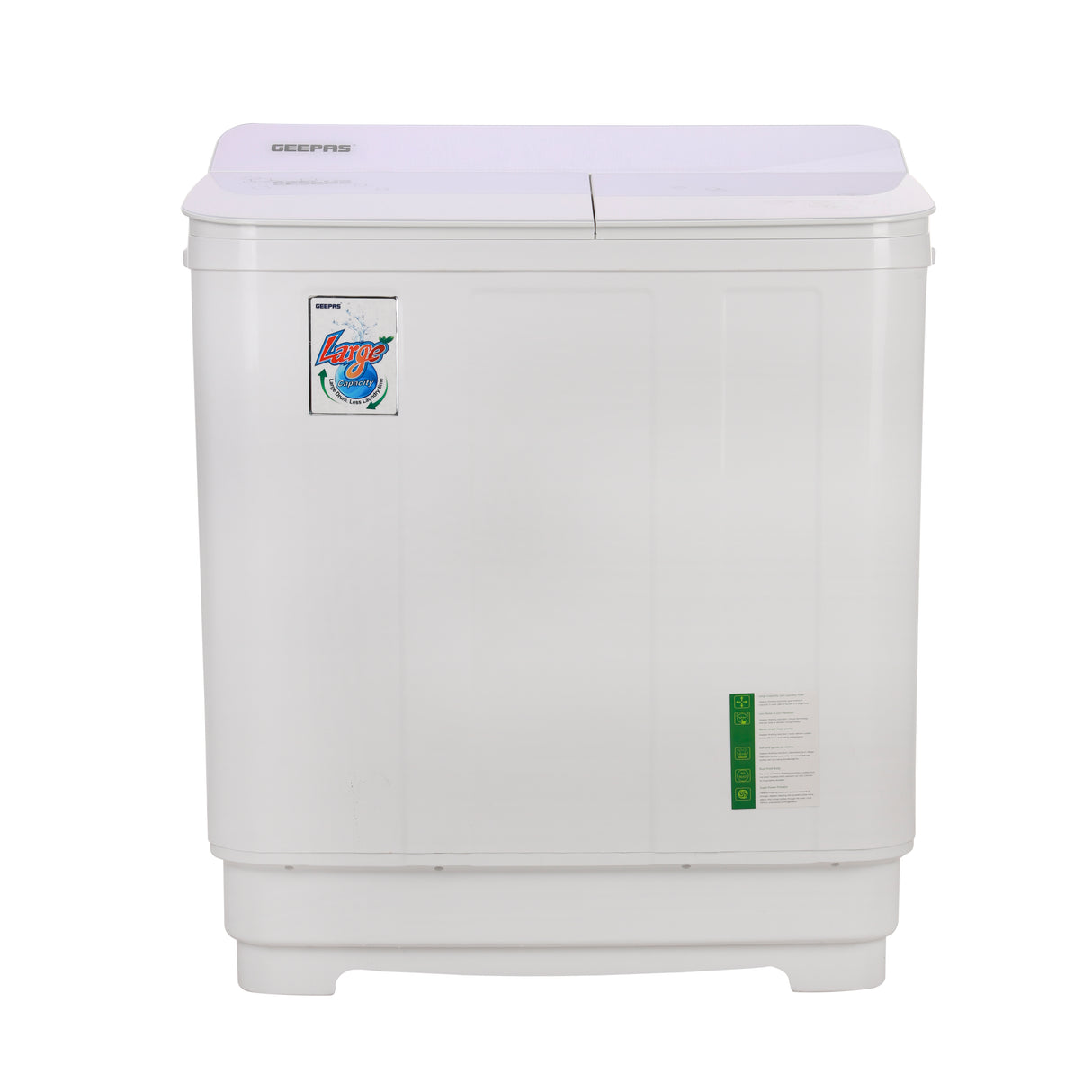Geepas GSWM6466 Semi Automatic Washing Machine | 8.5kg Wash Capacity  | 7kg Spin Capacity | 400W Powerful Motor | Transparent Glass Cover |  Low Noise Operation
