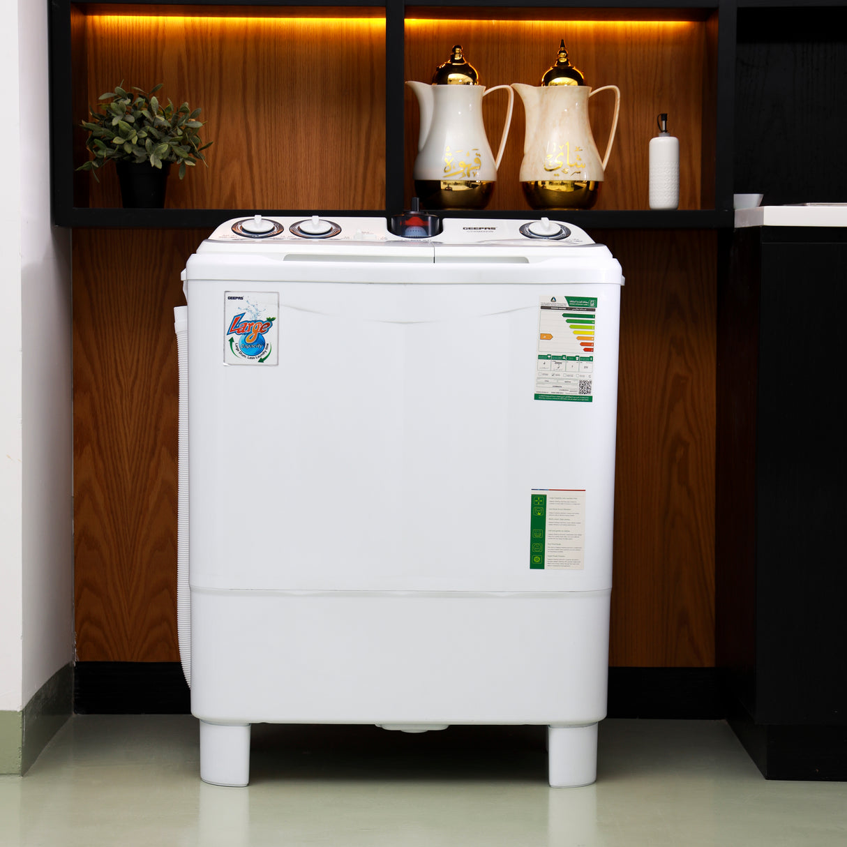 Geepas GSWM6468 Semi Automatic Washing Machine | 7.2kg Wash & 5.5kg Spin Capacity| 670W Powerful Motor| Durable Body | Water Inlet with Filter & 2-Year Warranty
