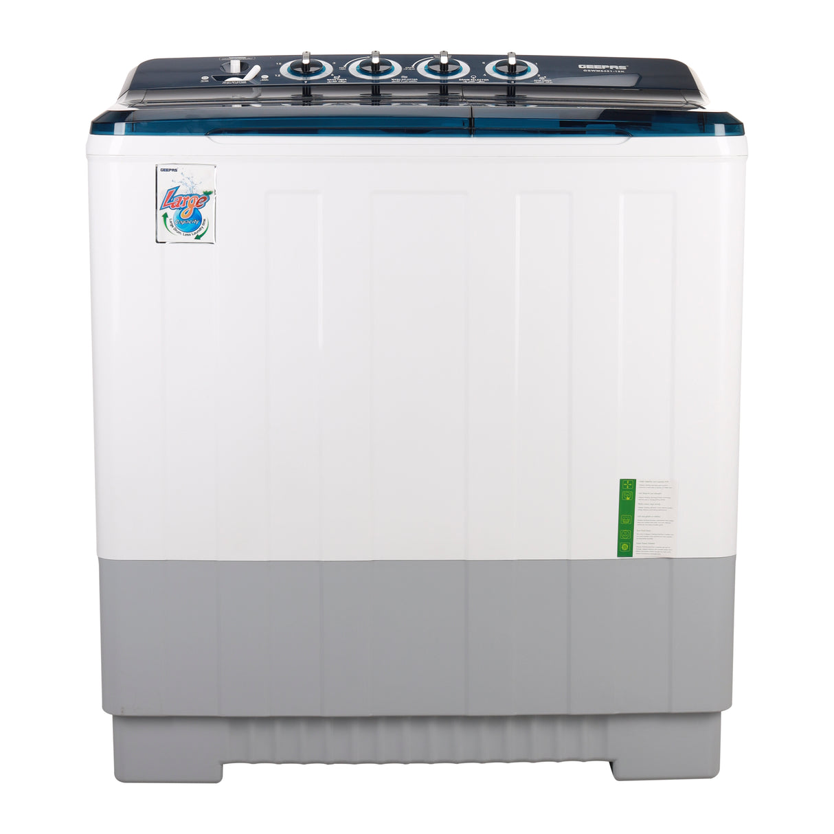 Geepas GSWM6491 Semi Automatic Washing Machine | 20Kg Capacity| Big Pulsator| Transparent Window| Jet Waterfall Spray|  High Efficiency Magic Filter | 1 Year Warranty