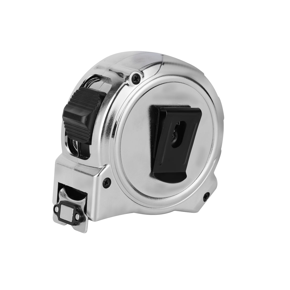 Geepas Measuring Tape- GT59315| 10 M X 25 MM, High Impact Chrome Body and Super Magnetic Hook| Double Sided High Visibility, With Metric and Inch Gradation| Silver